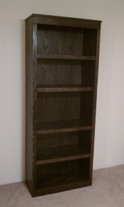Finished bookshelf with stain