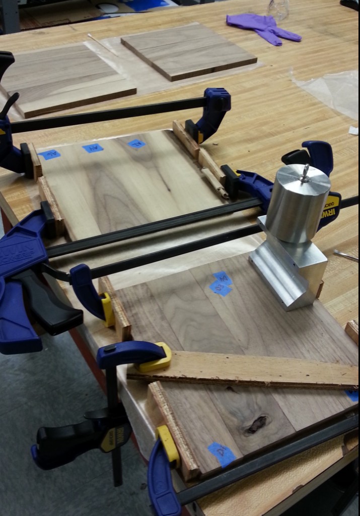 Panels glued and clamped