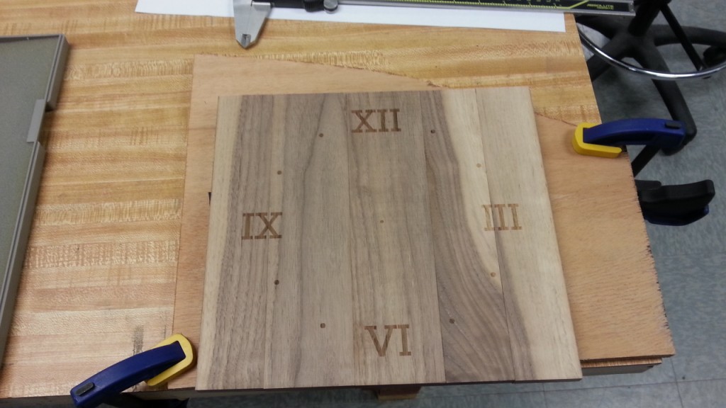 A freshly etched clock face