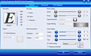 laser settings